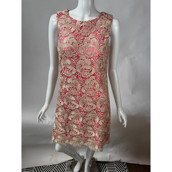 Eliza J Womens Sleeveless Lace Overlay Shift Dress Pink & Ivory Size 6 - Picture 14 of 16